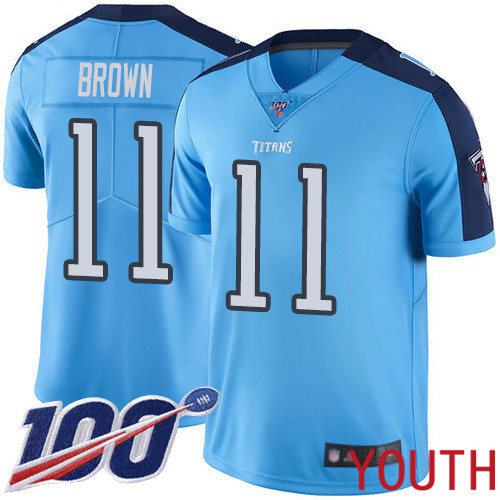 Tennessee Titans Limited Light Blue Youth A.J. Brown Jersey NFL Football #11 100th Season Rush Vapor Untouchable